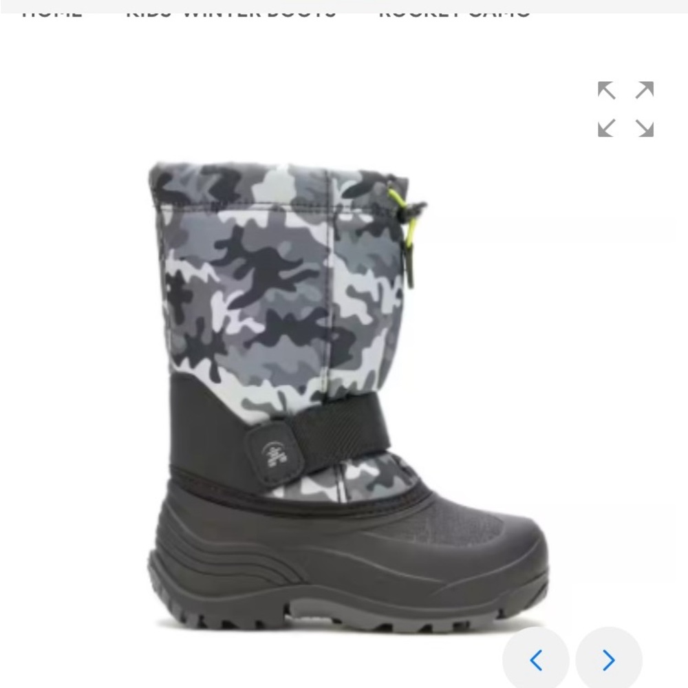 Kamik Kids Rocket Boots in Black and Gray Camo
